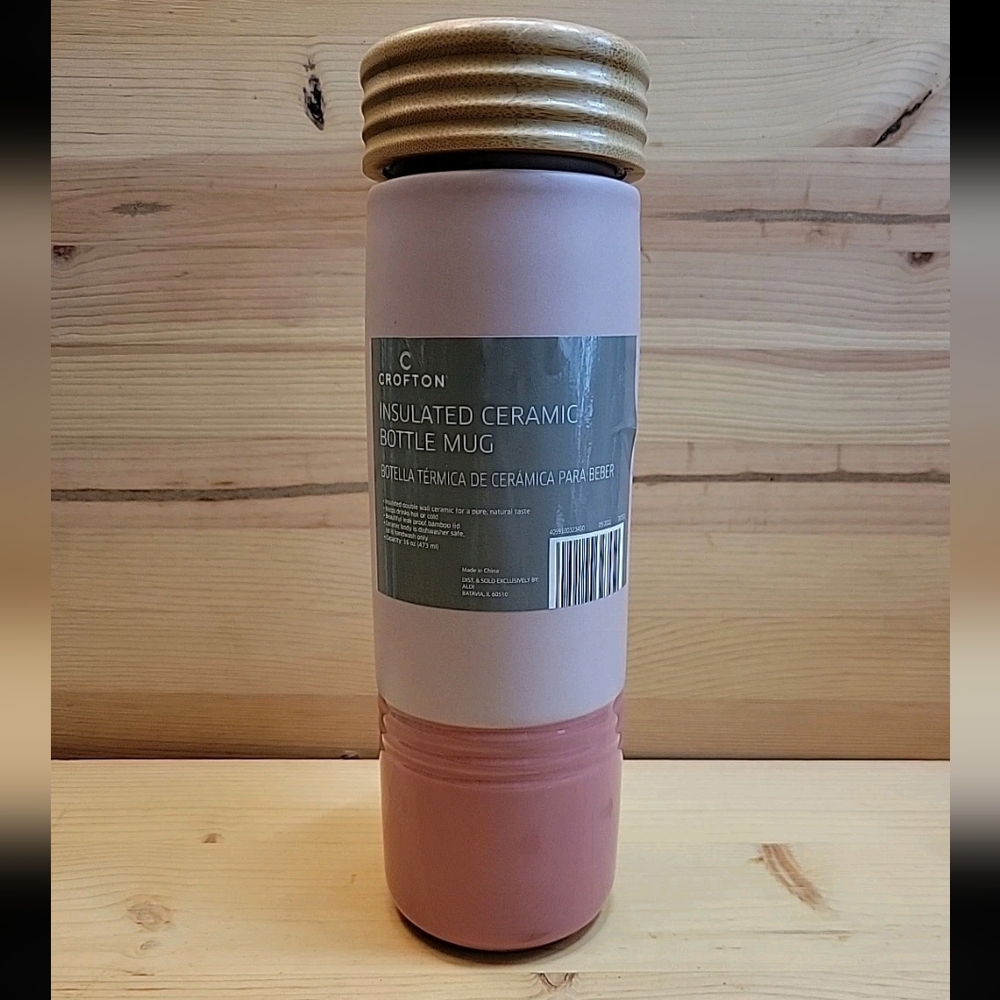 Brand New Crofton Insulated Ceramic Bottle Mugs Multi Color With Bamboo Lid 16oz